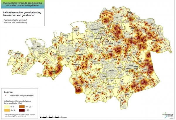 GGD: ten minste 16.000 Brabantse woningen ervaren ernstige geurhinder van veehouderijen